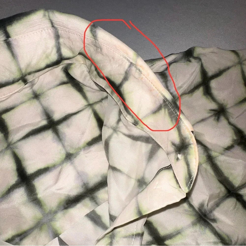 COS • 100% Silk Print Blouse **SEE MEASUREMENTS** Off-White Green Oversized - Picture 12 of 15